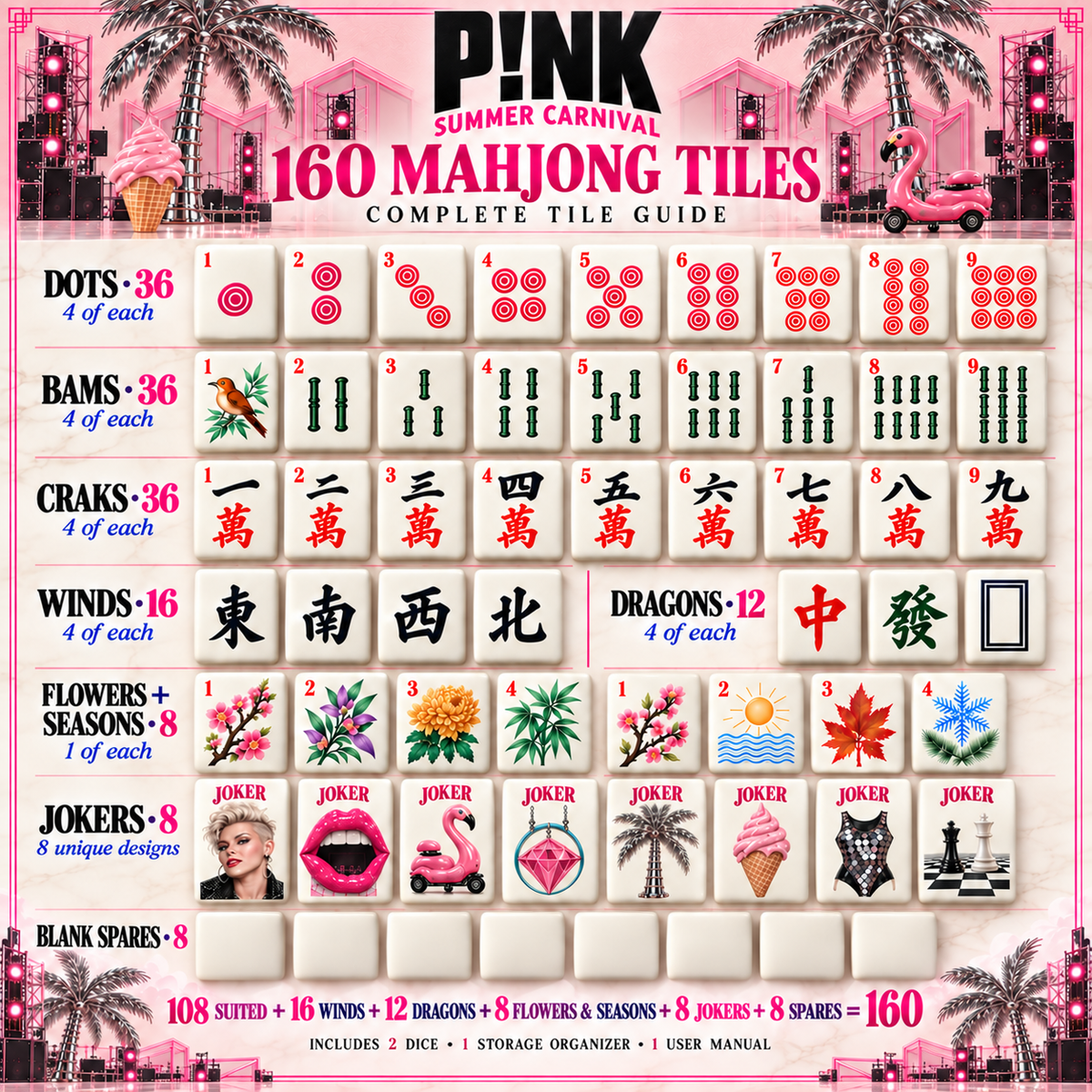 Premium PNKN Mahjong Tiles Set TTMH