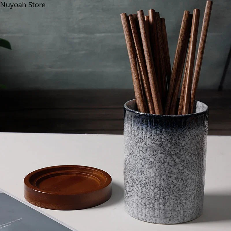 Drain Chopstick Holder Ceramic Household Kitchen Multifunctional Storage Tank Chopsticks Spoon Knife and Fork Storage Bucket